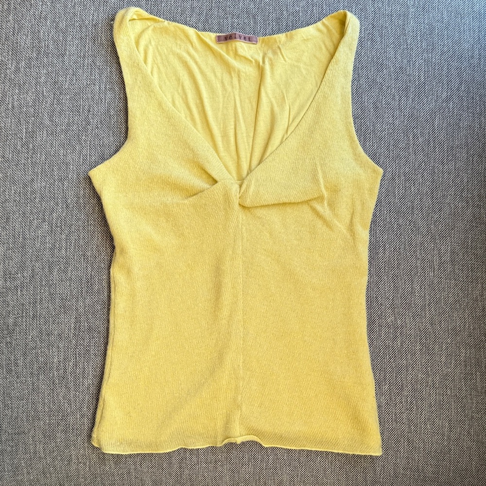 Velvet Sunny Yellow Sleeveless Sweater Top